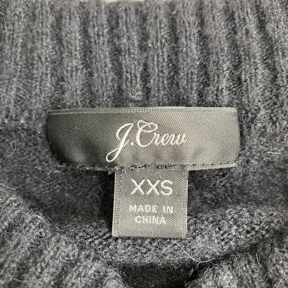 J. Crew Sweater Women Size XXS Black Alpaca Merino Crew Neck